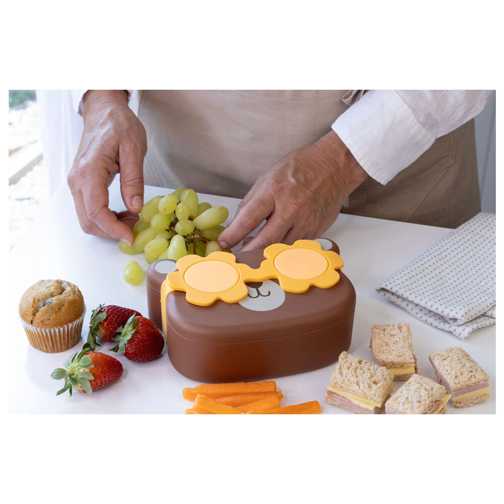 Cuisena PLA Bear Lunch Box Rubber Food Storage Container 16.6x13.3cm Brown
