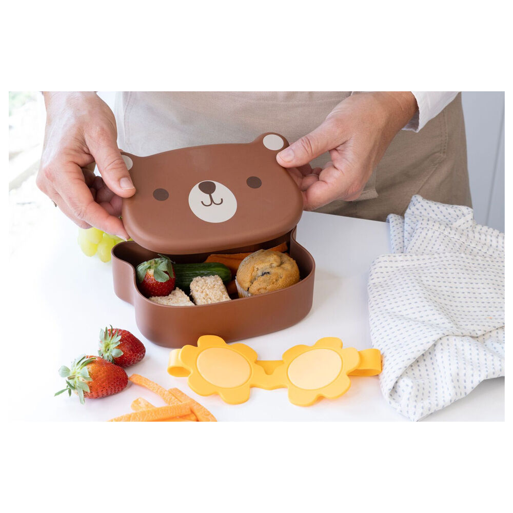Cuisena PLA Bear Lunch Box Rubber Food Storage Container 16.6x13.3cm Brown