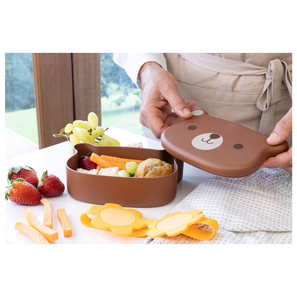 Cuisena PLA Bear Lunch Box Rubber Food Storage Container 16.6x13.3cm Brown