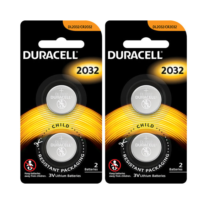 2x 2PK DURACELL CR2032 3V LITHIUM BATTERY PK2