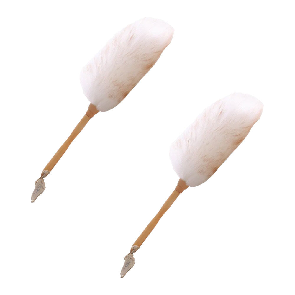 2PK Huxford Grove Long Wool Sheepskin Duster Wooden Handle 30cm - Natural
