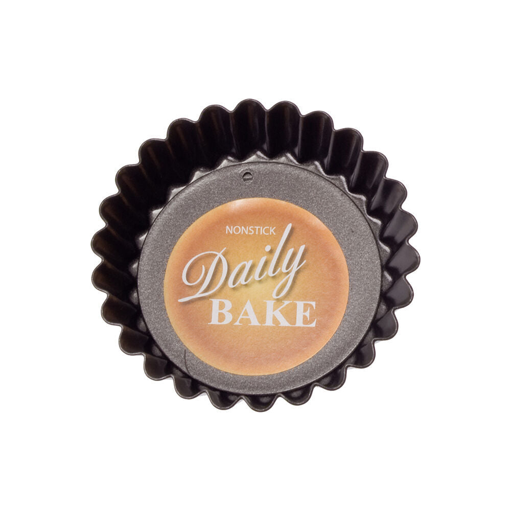 6PK Daily Bake Non-Stick Mini Quiche Pan Loose Base Bakeware 7.5x2cm - Black