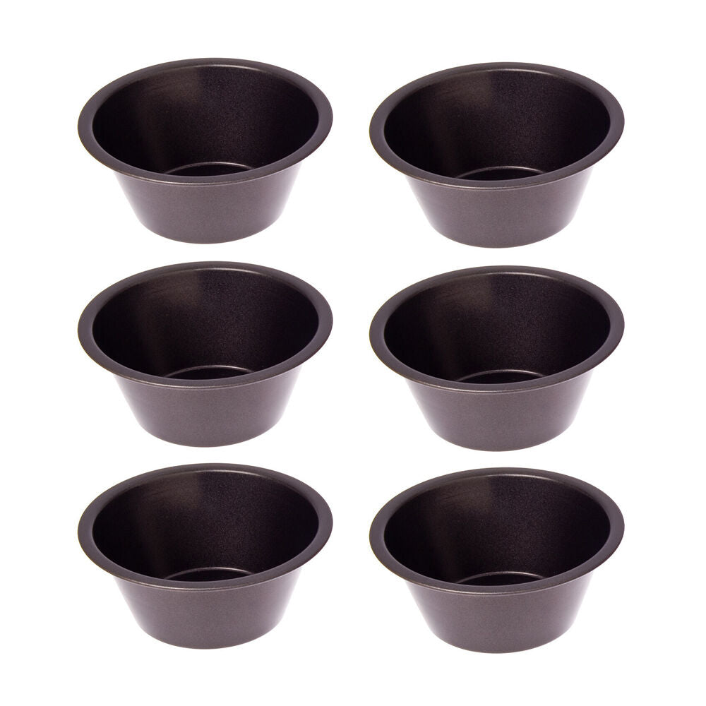 6PK Daily Bake Non-Stick Deep Pie Dish Bakeware 12x5cm - Black