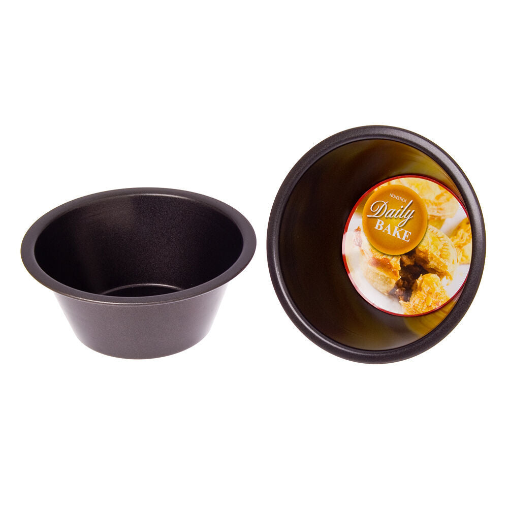 6PK Daily Bake Non-Stick Deep Pie Dish Bakeware 12x5cm - Black