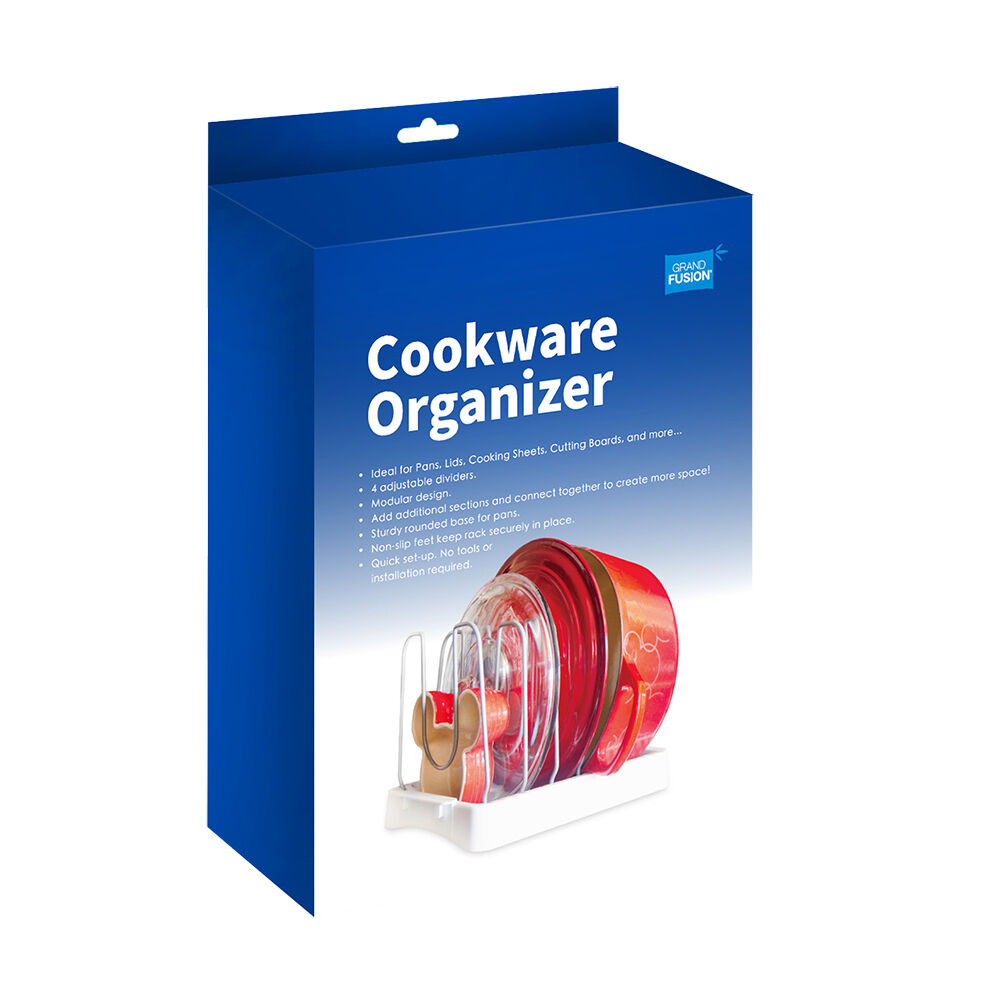 Grand Fusion Cookware Organiser 4-Adjustable Dividers Rack/Stand 26x20cm