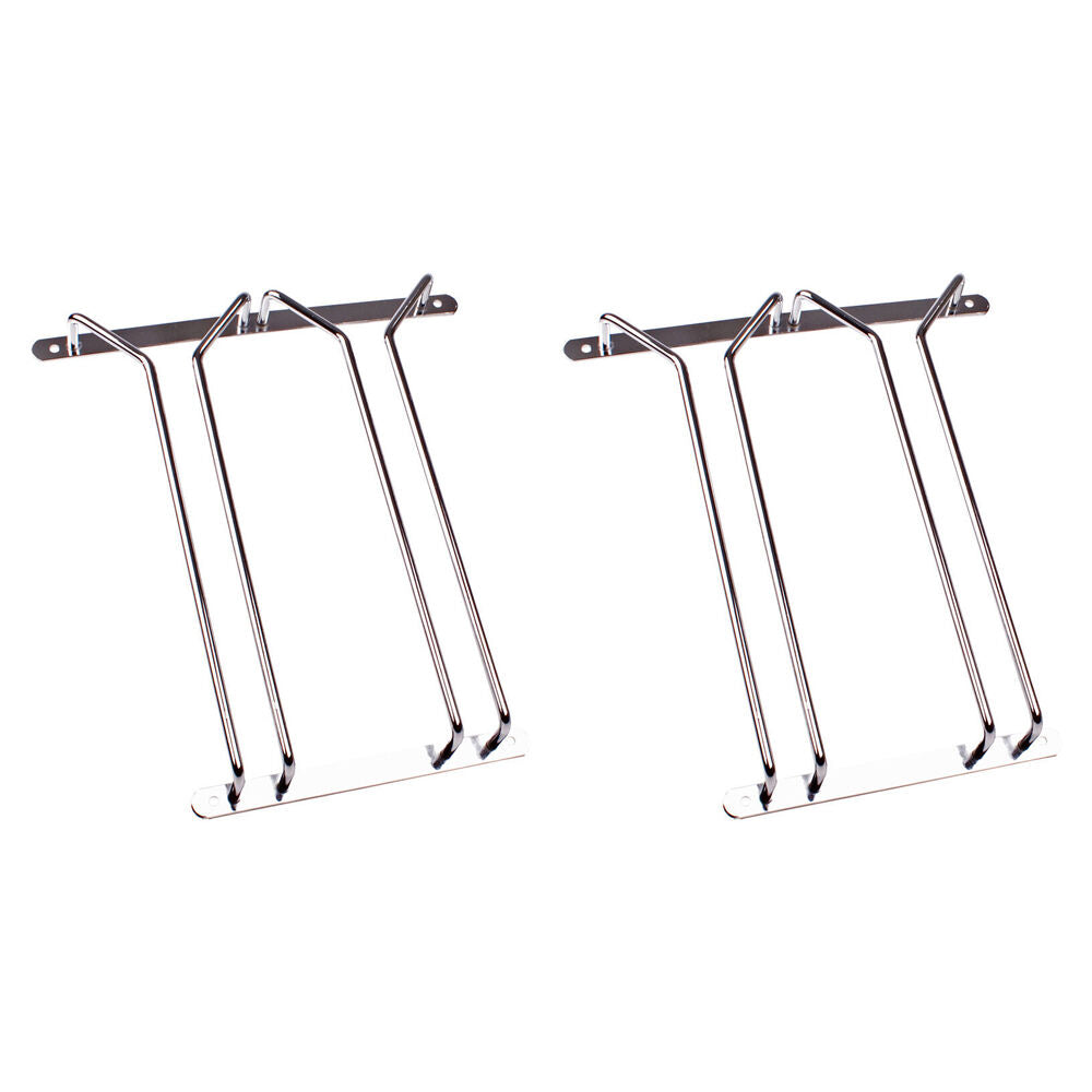 2PK Bartender Chrome Plated Undershelf Twin Glass Stemware Rack 28cm - Silver