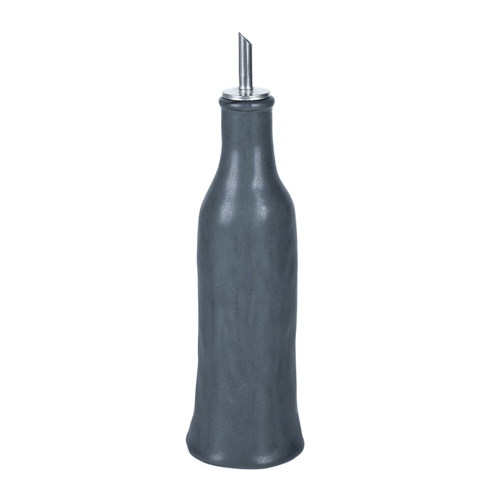 2pc NF Living Oil & Vinegar Set 8x22 Dispenser Stoneware Kitchenware Charcoal