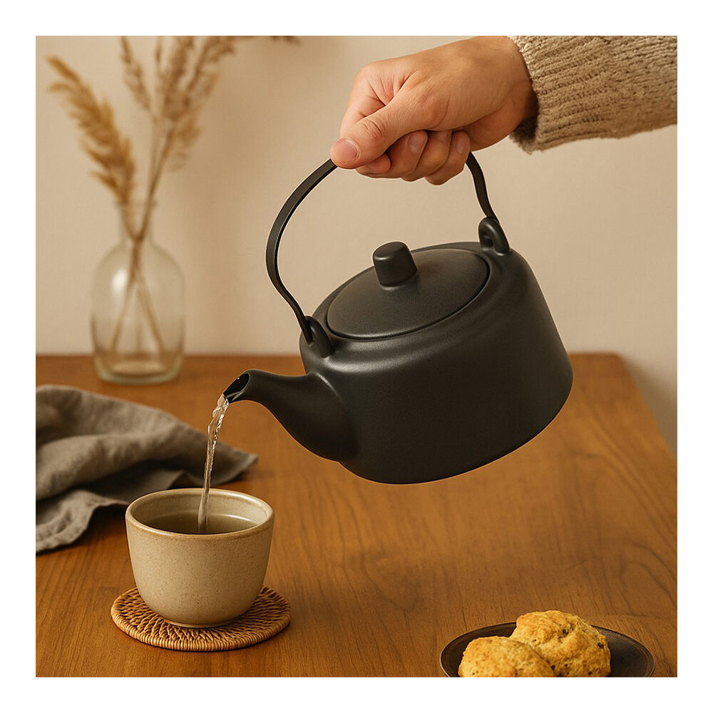 NF Living Infusio 1200ml Teapot Stoneware Modern Design Kitchenware Charcoal