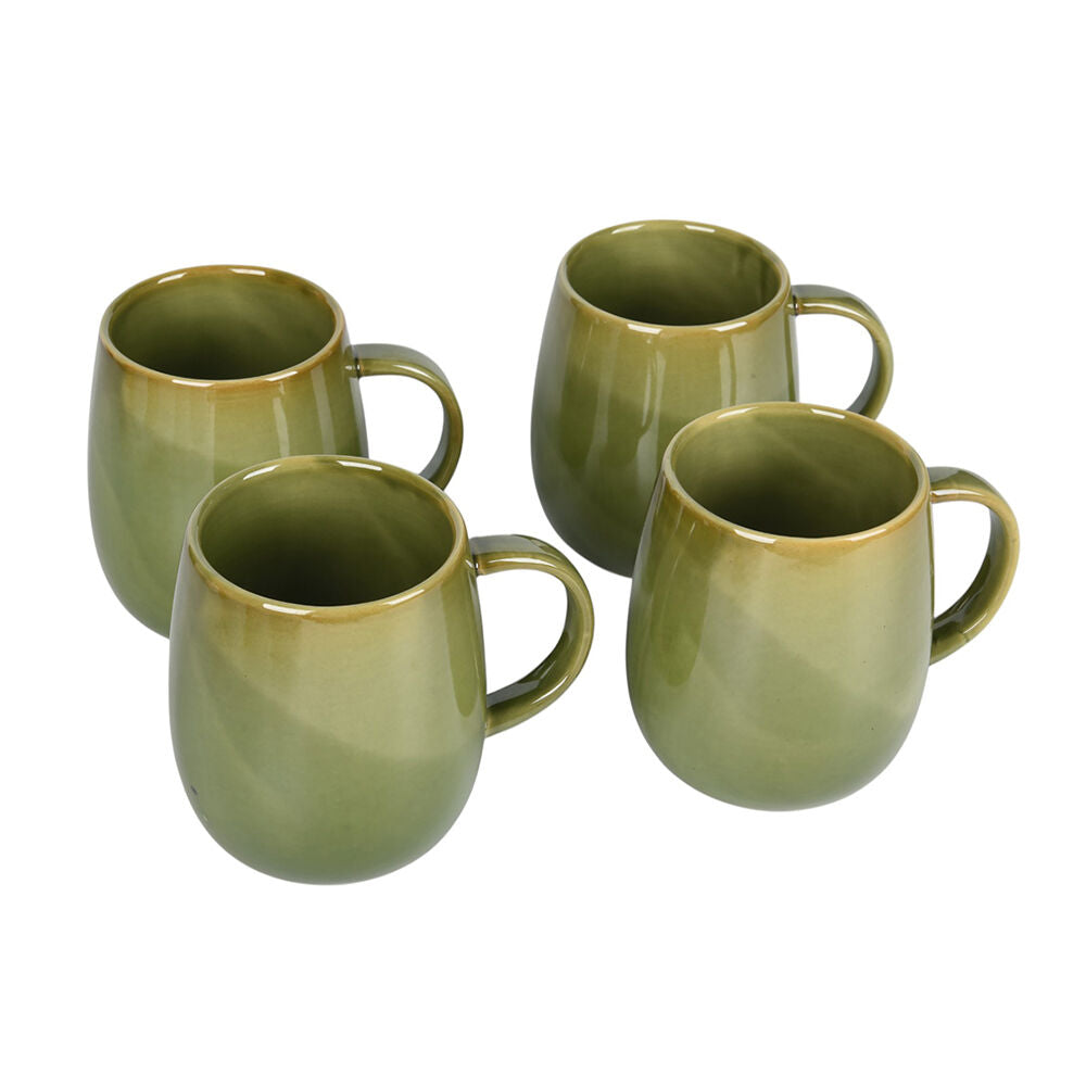 4pc NF Living Snug Mug 350ml Capacity Ceramic Mugs Stoneware Dinnerware Olive