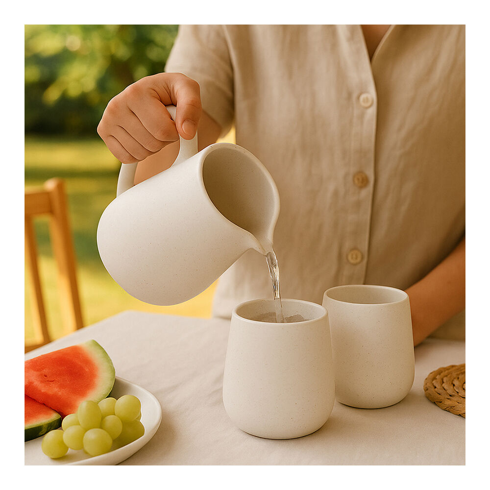 NF Living Pitcha 1500ml Jug Stoneware Elegant Dinnerware & Serveware White
