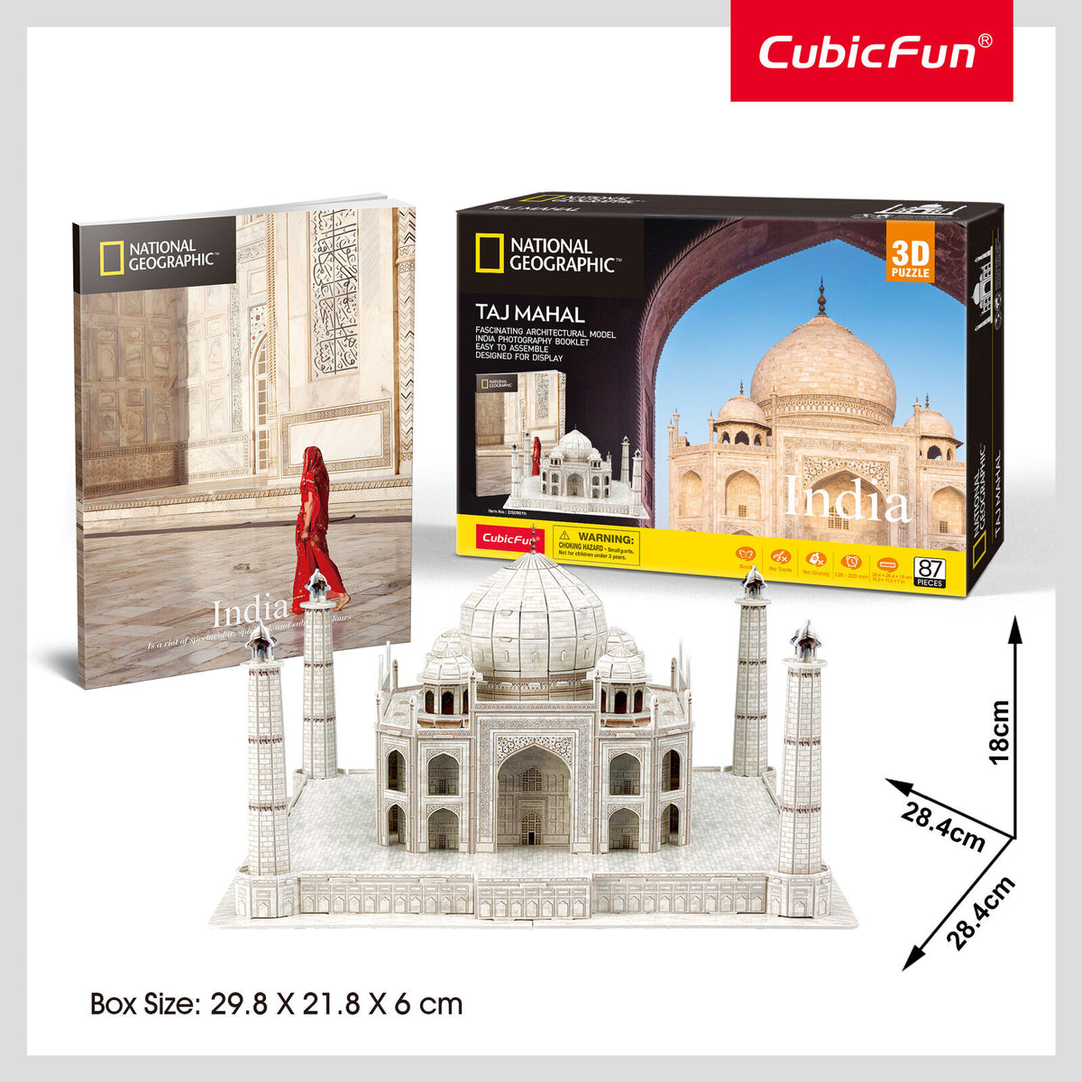 87pc National Geographic 28.4cm India - Taj Mahal 3D Puzzle 8+