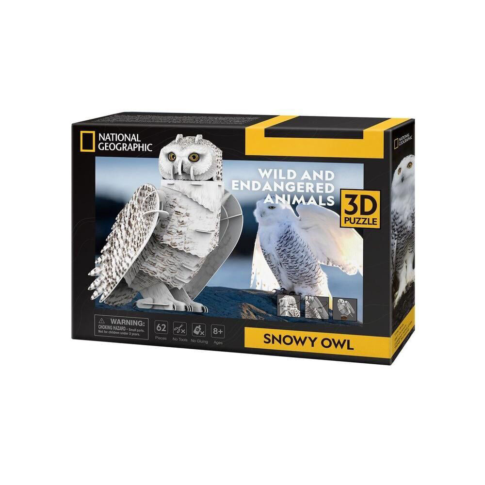 2pc National Geographic Snowy Owl and Sea Turtle 3D Puzzles Game Set 8y+