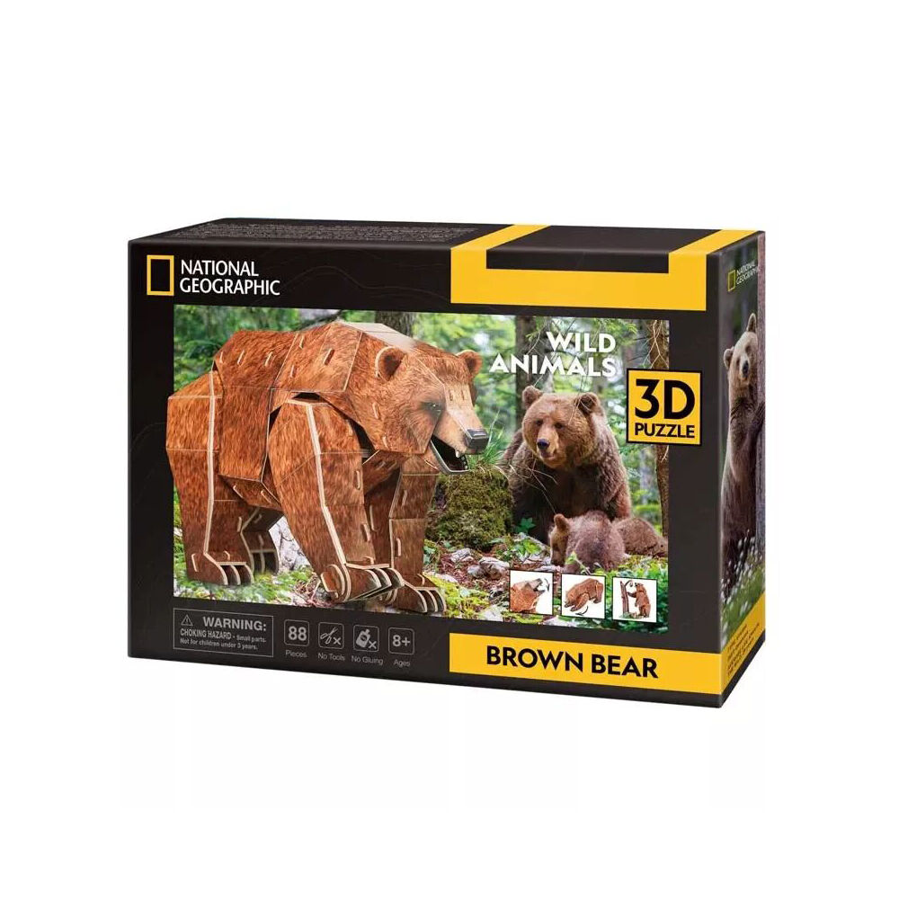 National Geographic Brown Bear 3D Puzzle 21.5x13cm Game 8y+