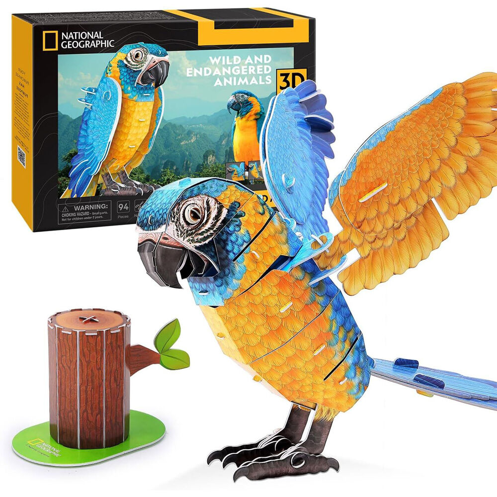 National Geographic Blue-Throated Macaws 3D Puzzle 16x37cm Game 8y+