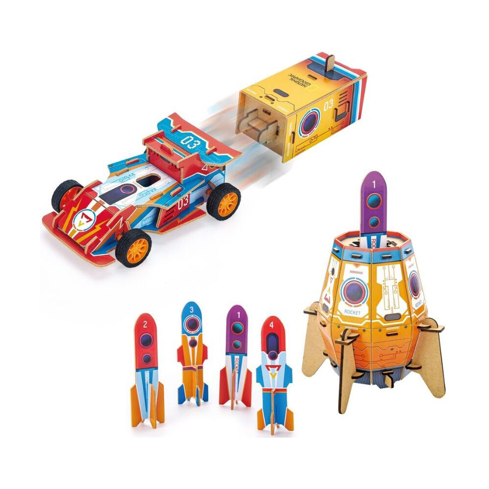 National Geographic 2 in 1 Blast-Off Rocket & Racing Car 3D Puzzle 5y+