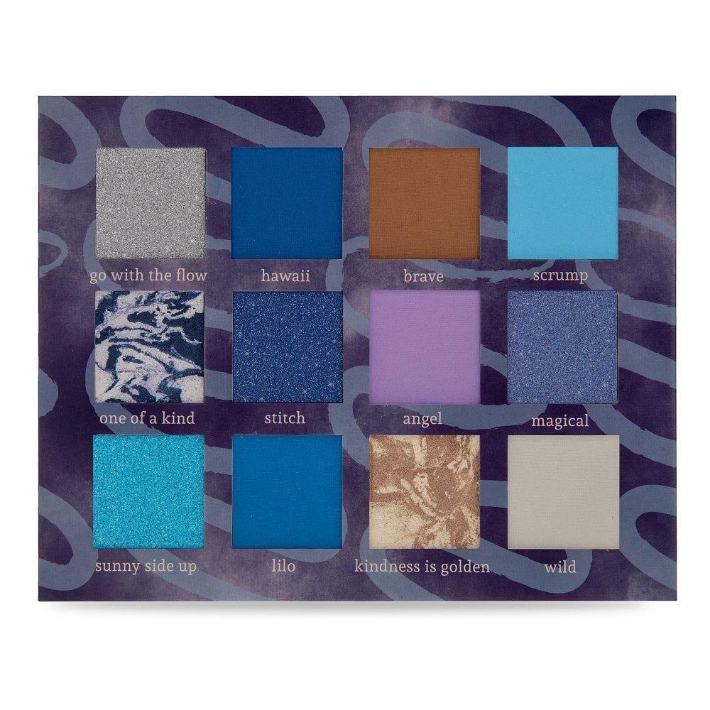 12pc Disney Stitch Denim Pigmented Eyeshadow Makeup Palette 30g Blue