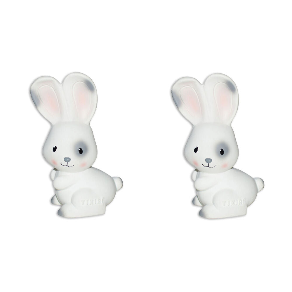 2PK Tikiri Bunny Natural Rubber Baby Teething & Bath Toy w/ Built in Rattle