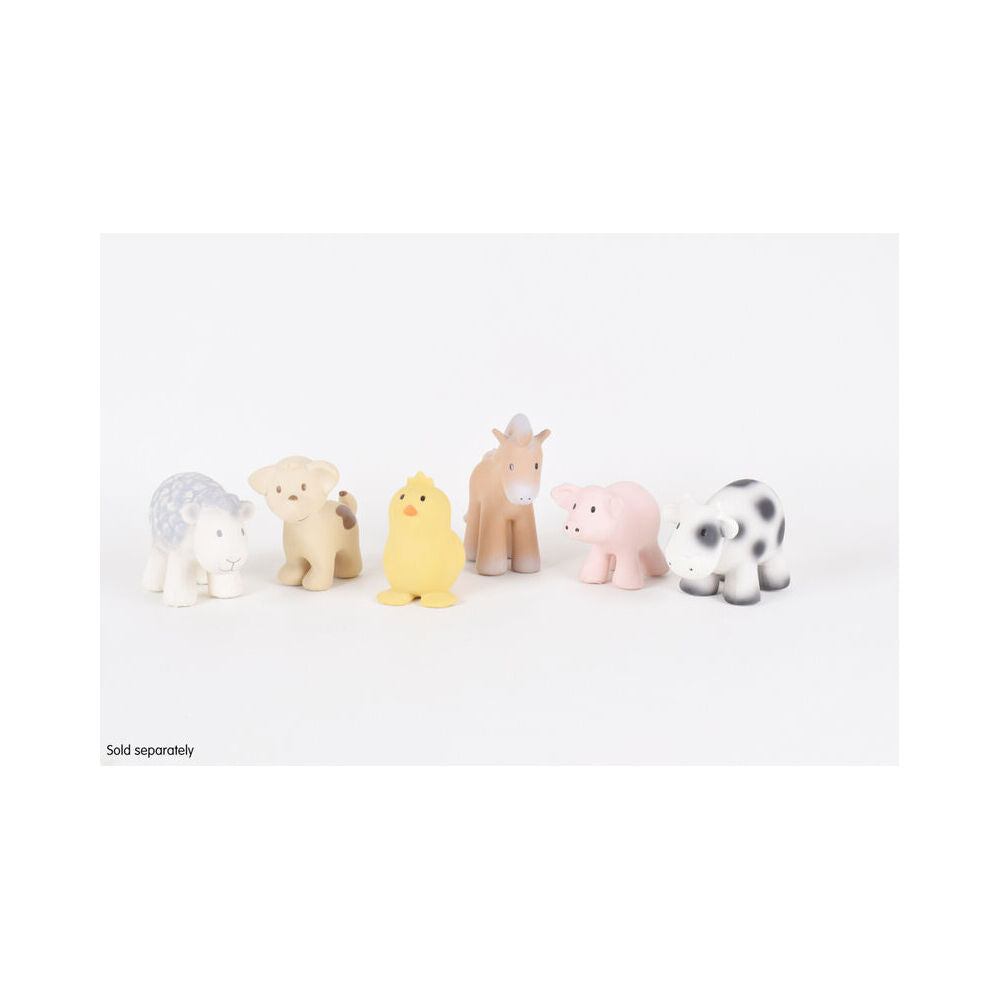 Tikiri 10.5cm Farm Animal Rubber Pig 95001 Sensory Toy 0m+ Pink