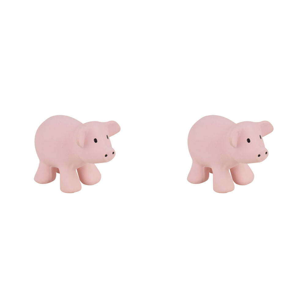 2PK Tikiri 10.5cm Farm Animal Rubber Pig 95001 Sensory Toy 0m+ Pink