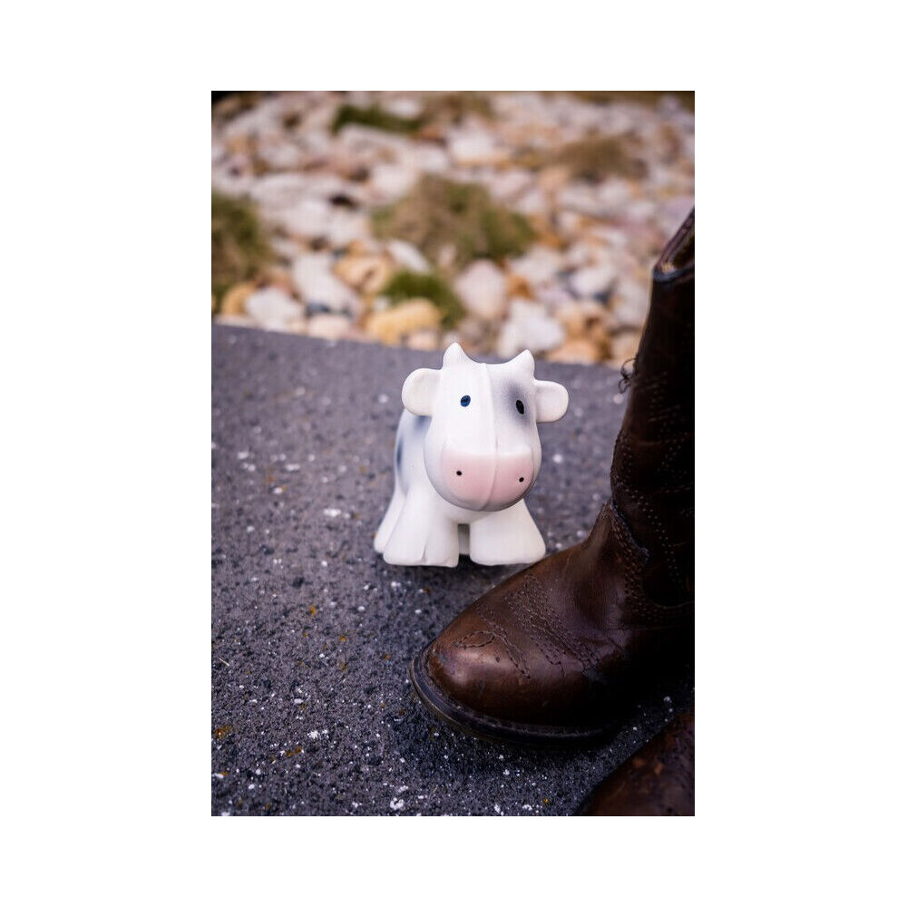 2PK Tikiri 12cm Farm Animal Rubber Cow 95002 Sensory Toy 0m+ White