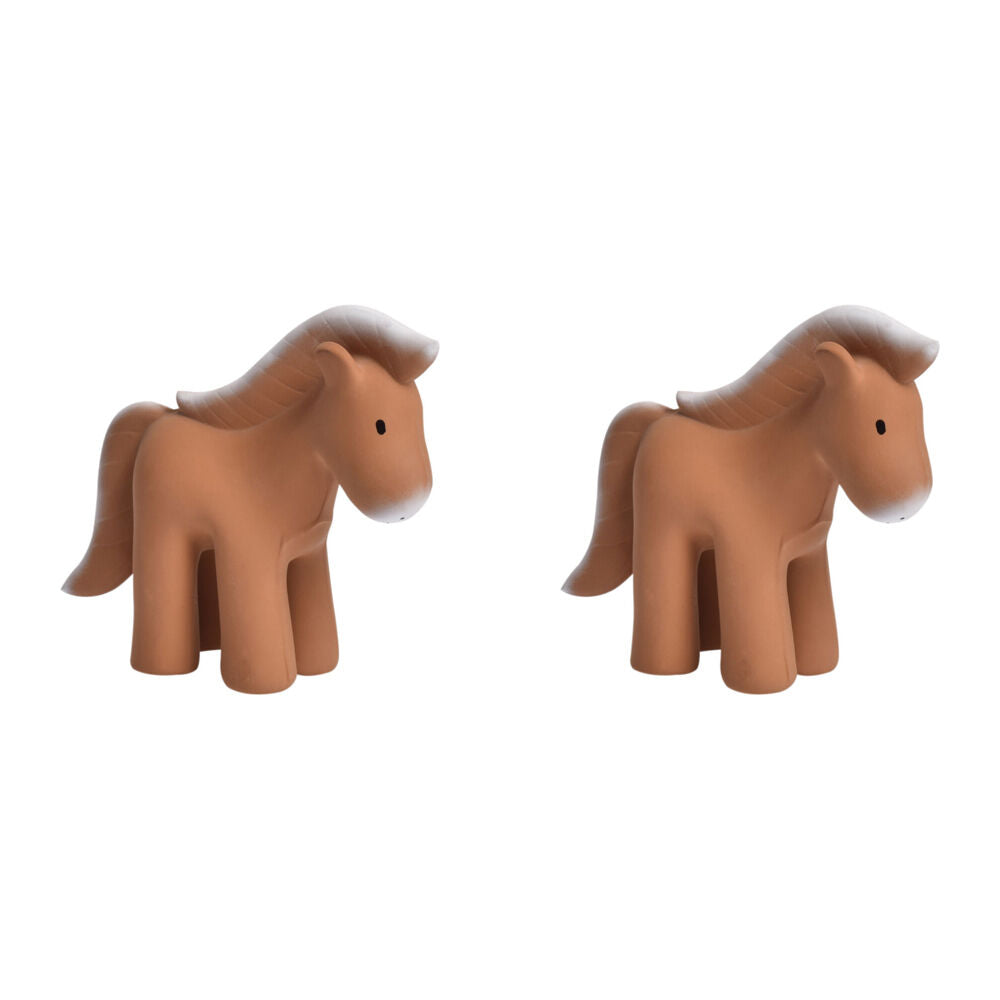 2PK Tikiri 12cm Farm Animal Rubber Horse 95004 Sensory Toy 0m+ Brown