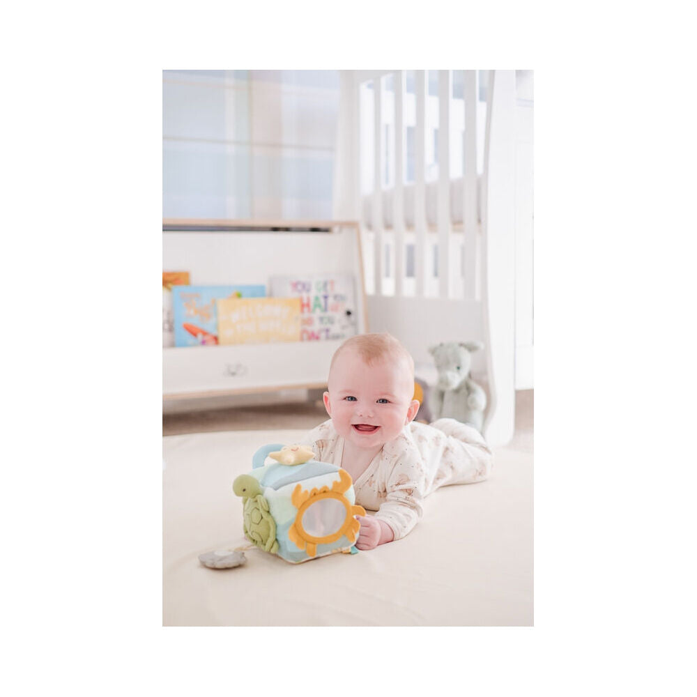 Tikiri 14cm Ocean Organic Activity Cube 98203 Sensory Toy 0m+