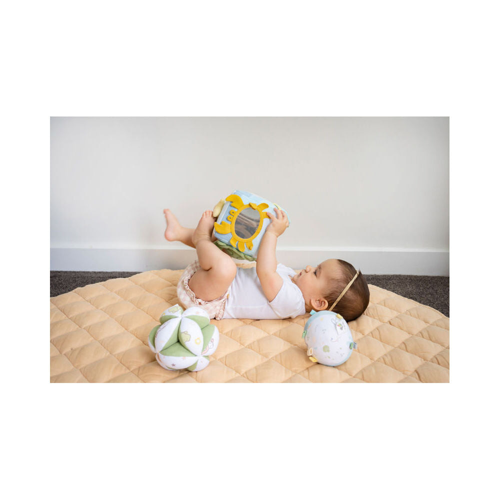 Tikiri 14cm Ocean Organic Activity Cube 98203 Sensory Toy 0m+