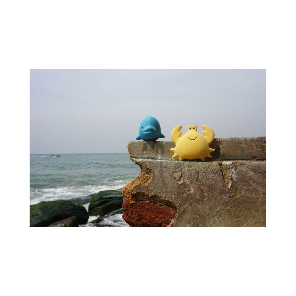 2PK Tikiri 9.5cm Ocean Buddy Rubber Crab 97501 Baby Toy 0m+ Yellow