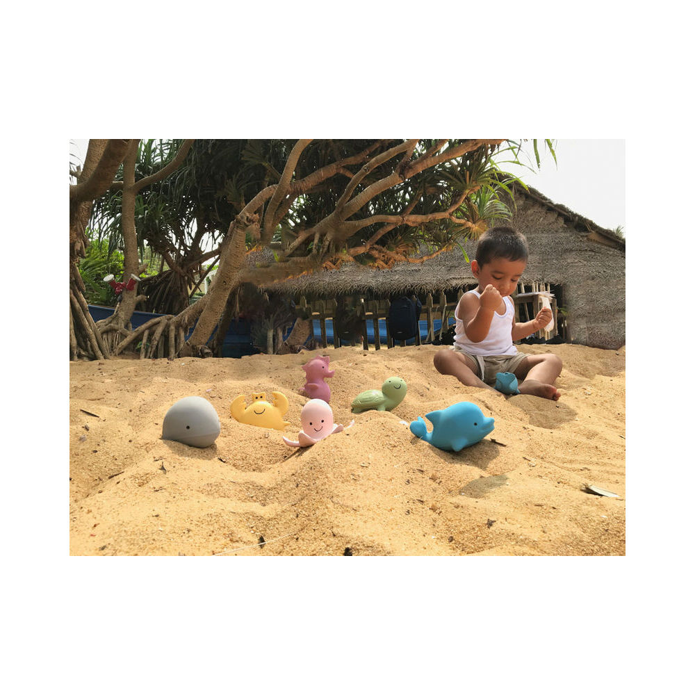 2PK Tikiri 10cm Ocean Buddy Rubber Whale 97502 Baby Toy 0m+ Grey