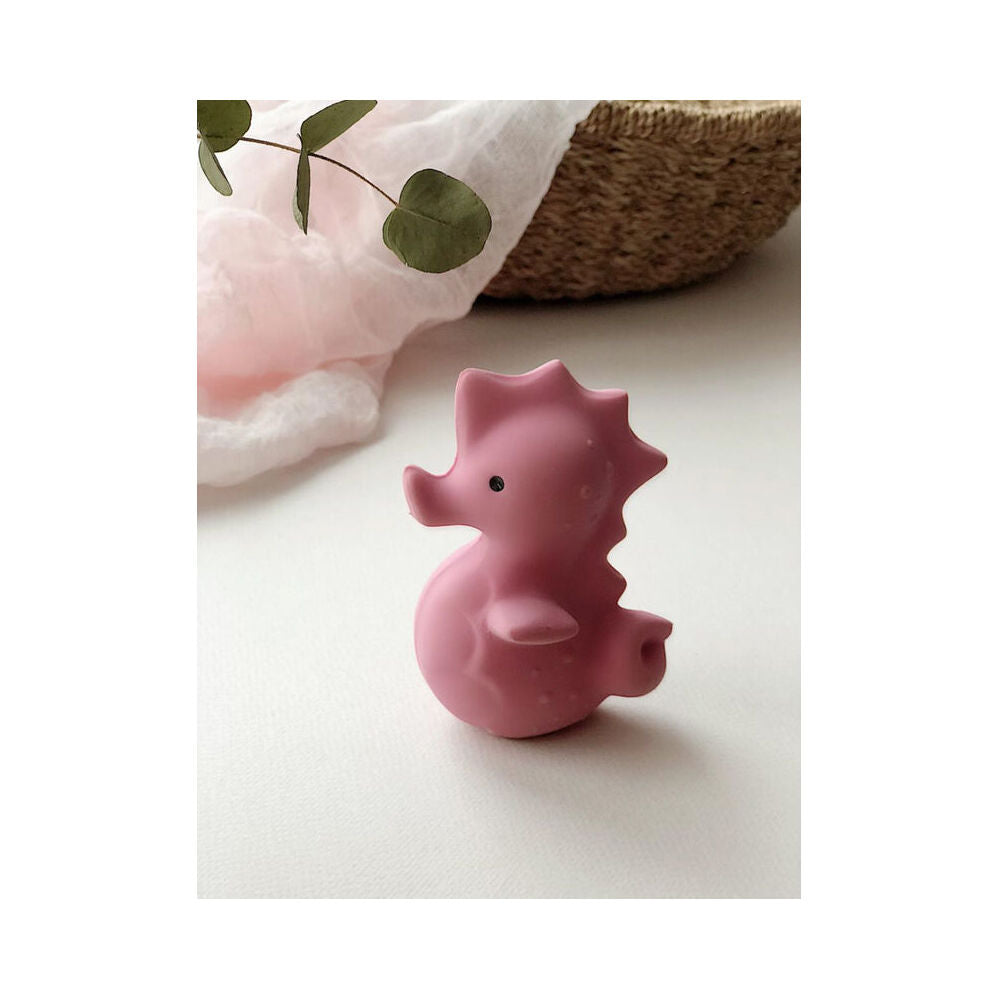 Tikiri 11cm Ocean Buddy Rubber Seahorse 97503 Baby Toy 0m+ Pink