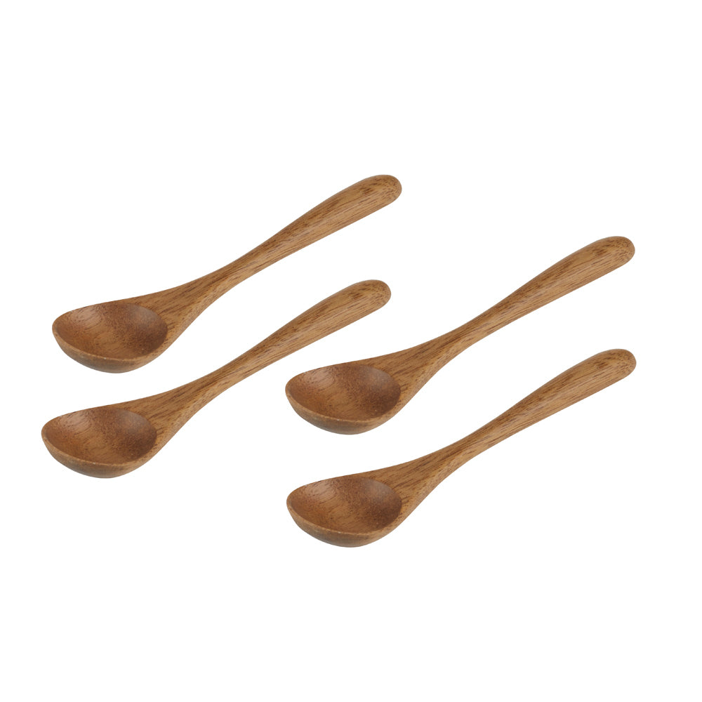 2x 4pc Davis & Waddell Acacia Wood Dip Spoon Set Natural 13.5x3cm