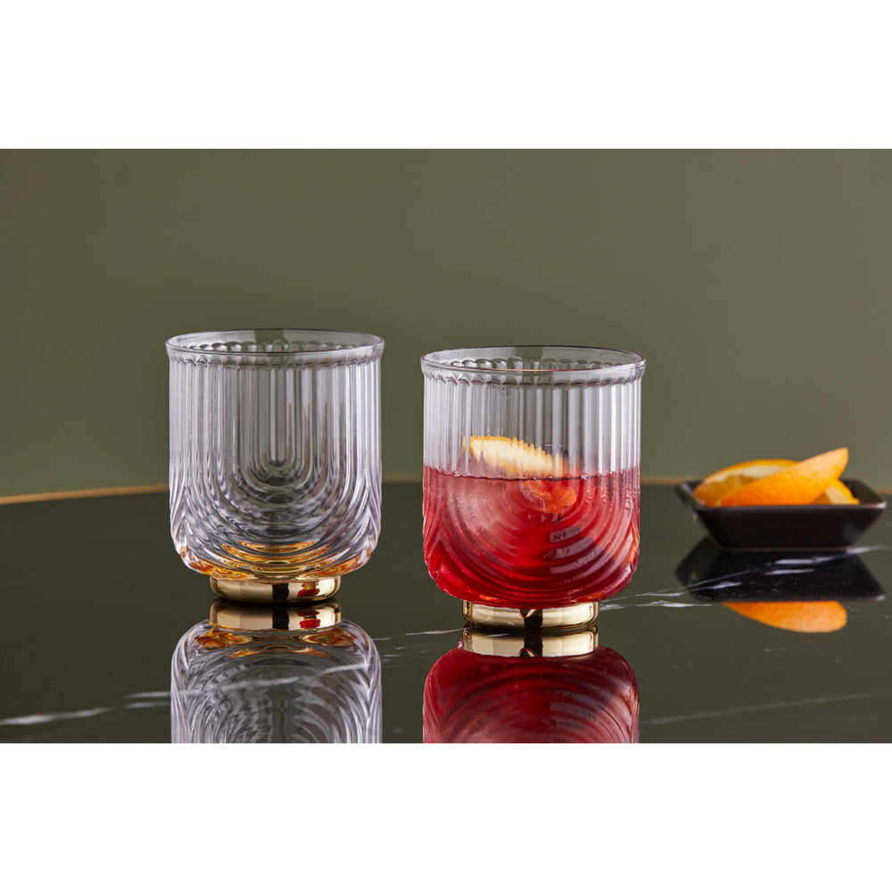 2pc Davis & Waddell Avery DOF 10cm/350ml Tumbler Glass Set - Clear/Gold