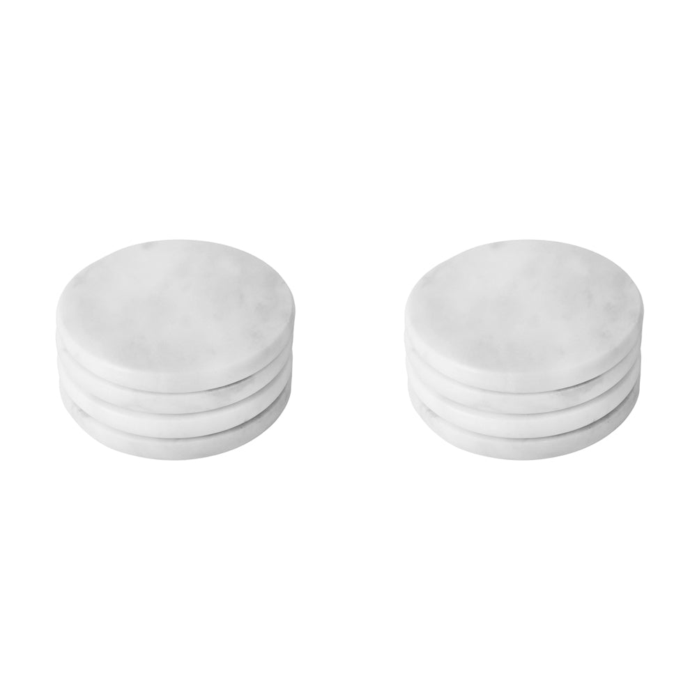 2x 4pc Davis & Waddell Nuvolo Marble Coaster Set Round Grey 10x10cm