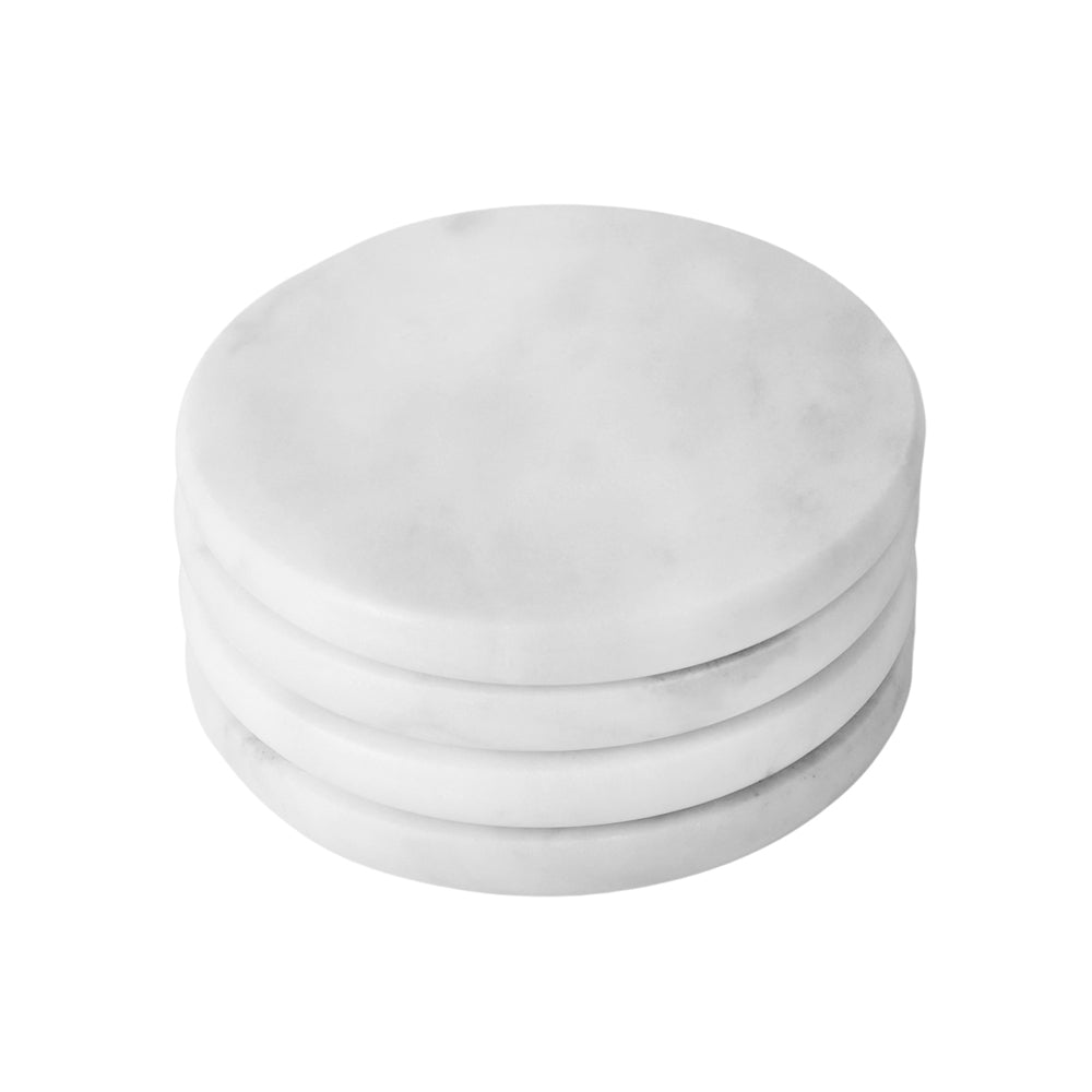 2x 4pc Davis & Waddell Nuvolo Marble Coaster Set Round Grey 10x10cm