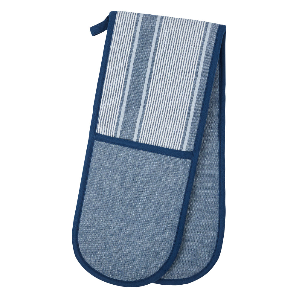 2PK Davis & Waddell Ellis Cotton Double Oven Glove 18x90cm Blue/White Stripe