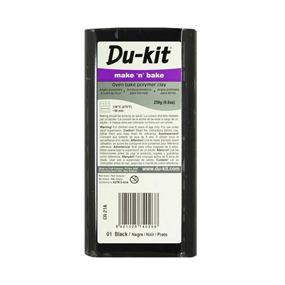 2PK Dukit Make-N-Bake Artist Oven Bake Modelling Clay Compound 250g Black