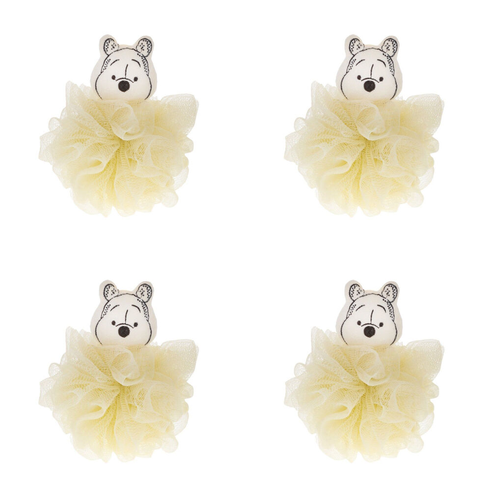 4PK Disney Winnie the Pooh Body Exfoliator Shower Loofah Puff Yellow