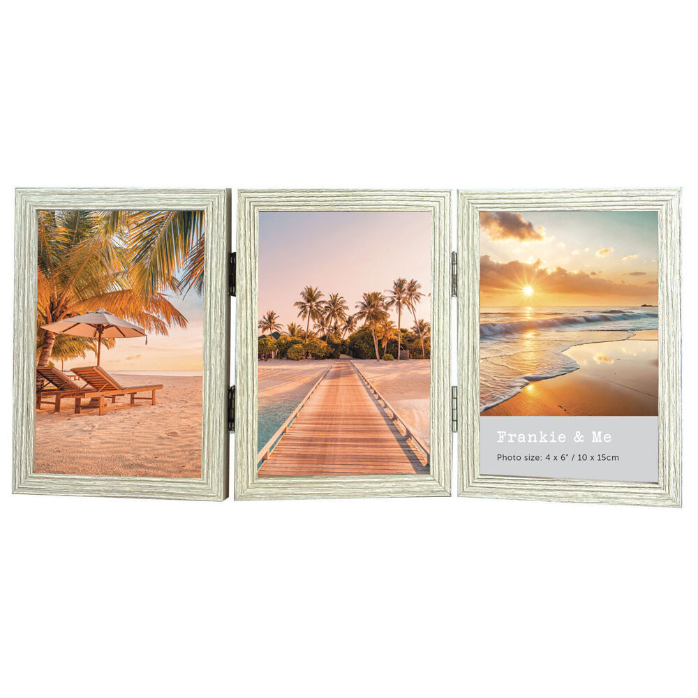 3PK Frankie & Me Hinged 4x6'' Triple Picture Frame Home/Office Photo Decor Oak