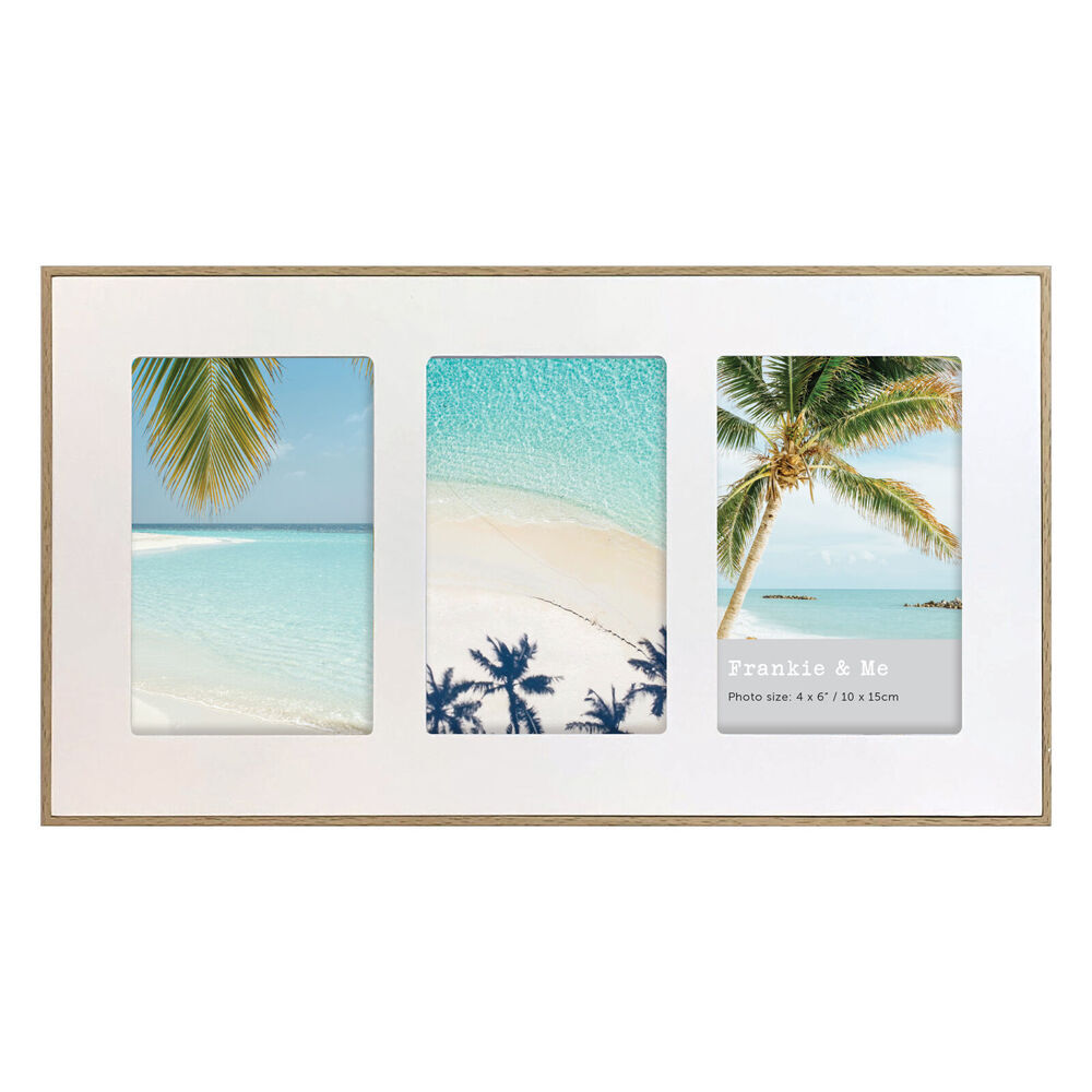 3PK Frankie & Me Wooden Radial Triple Picture Frame Home/Office Decor 37.5cm White
