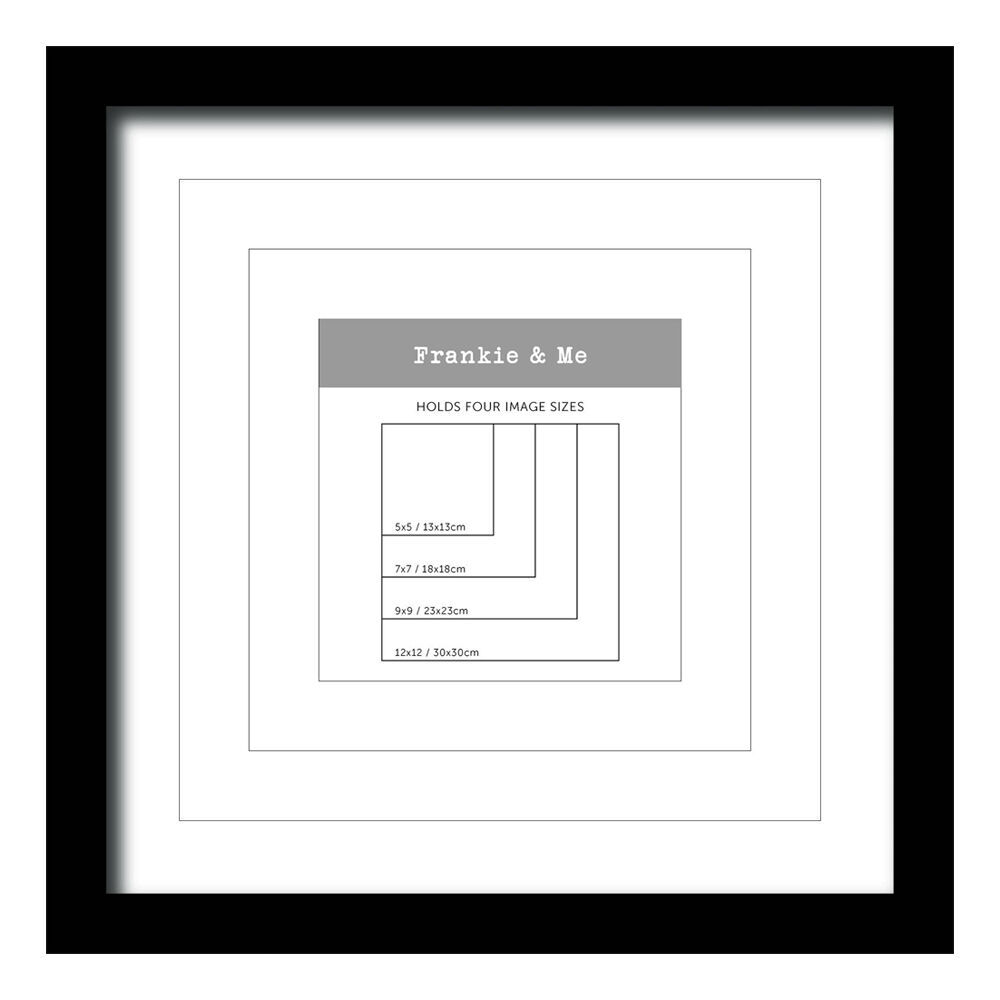 3PK Frankie & Me Window Wooden Multi-Mat Square Photo Frame Home Decor 32.5cm Black