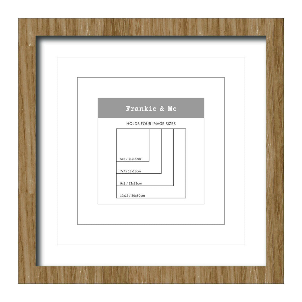 3PK Frankie & Me Window Wooden Multi-Mat Square Photo Frame Home Decor 32.5cm Oak