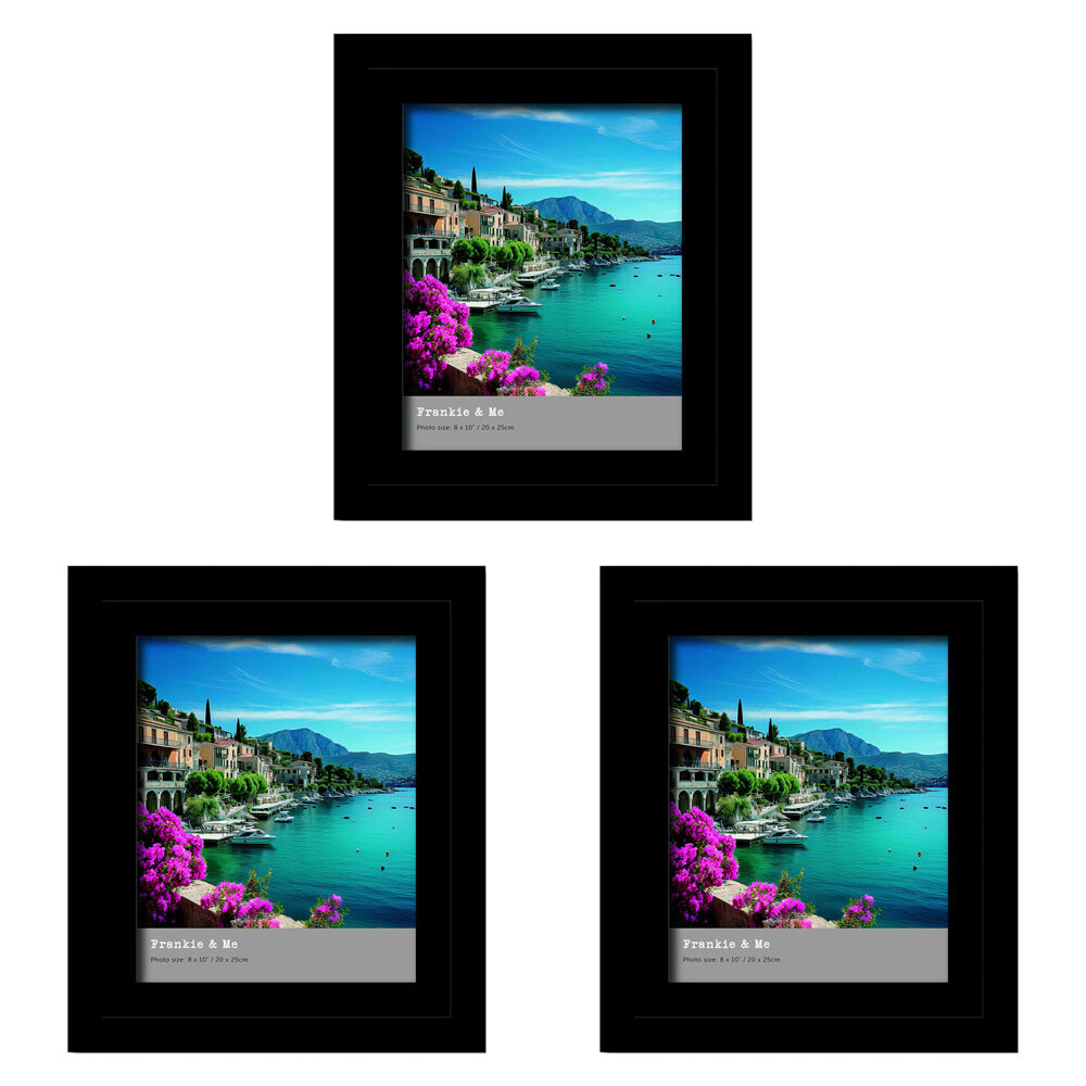 3PK Frankie & Me Wooden Split Level 8x10'' Picture Frame Home/Office Decor Black