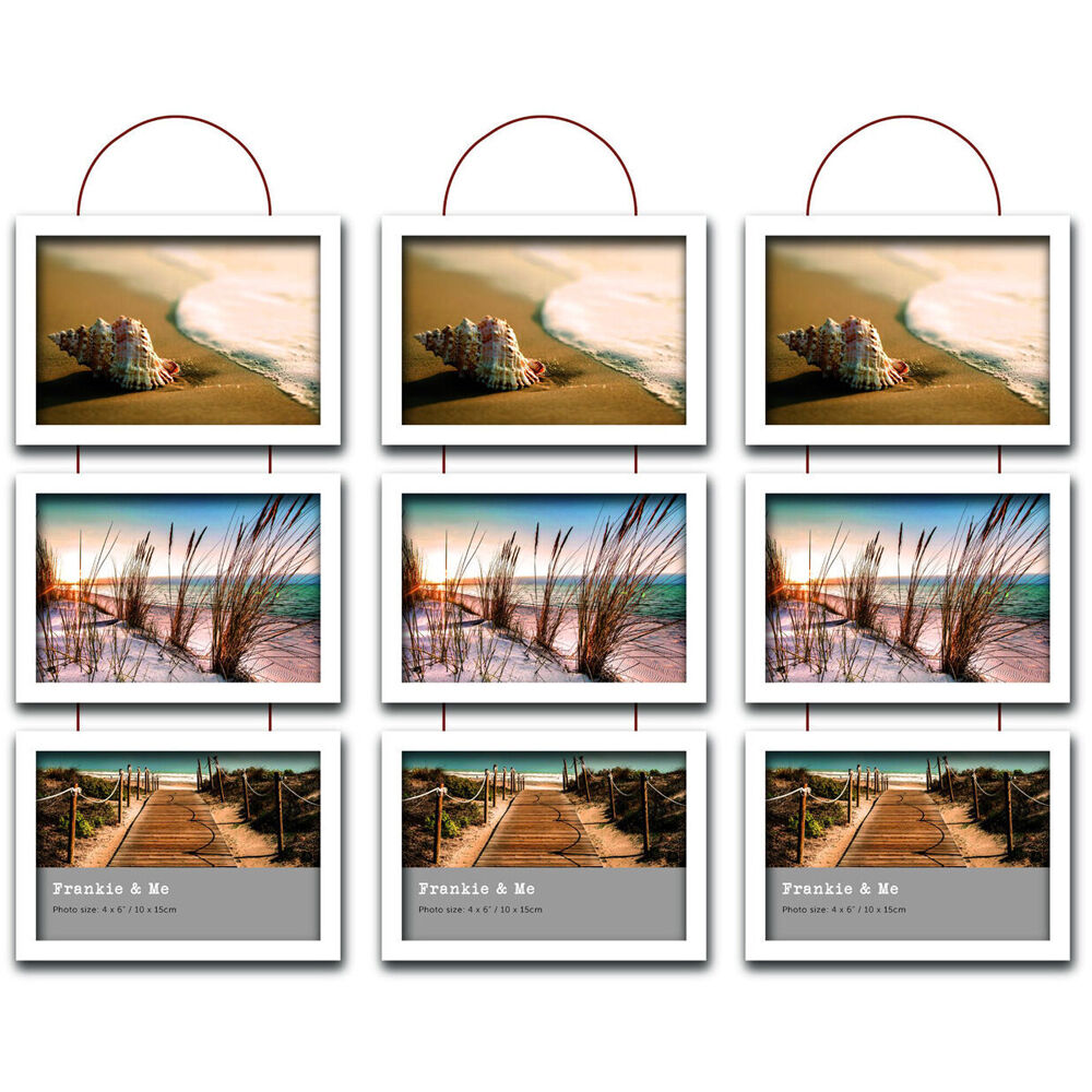 3PK Frankie & Me Wooden Triple Hanging 4x6'' Picture Frame Home/Office Decor White