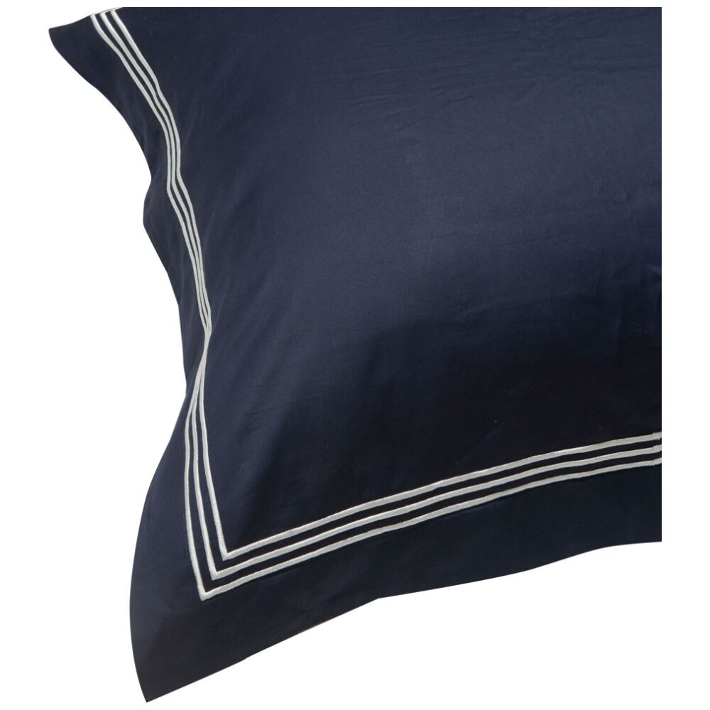 Grosvenor House 500TC Hotel Embroidered European Pillowcase Navy With White