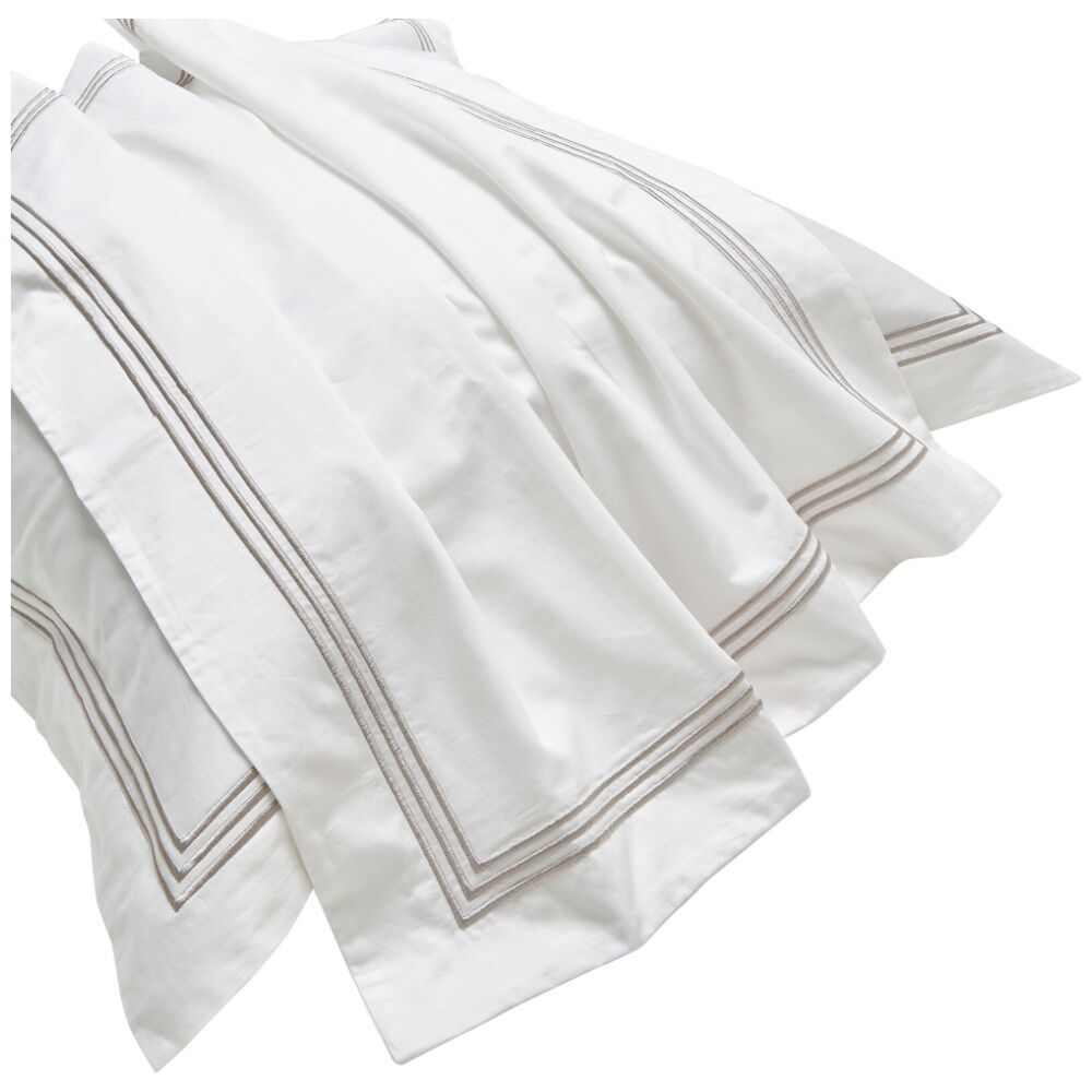 Grosvenor House 500TC Hotel Embroidered European Pillowcase White With Taupe