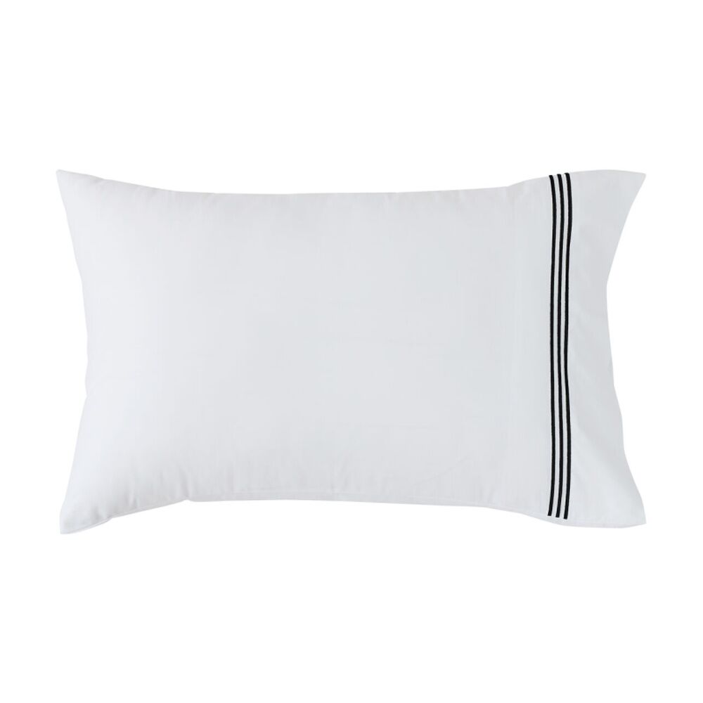 2pc Grosvenor House 500TC Hotel Embroidered Standard Pillowcases White W/ Black