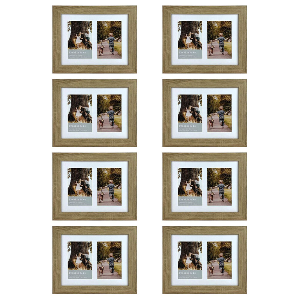 8PK Frankie & Me Wooden Collage 4x6'' Double Picture Frame Home/Office Decor Oak
