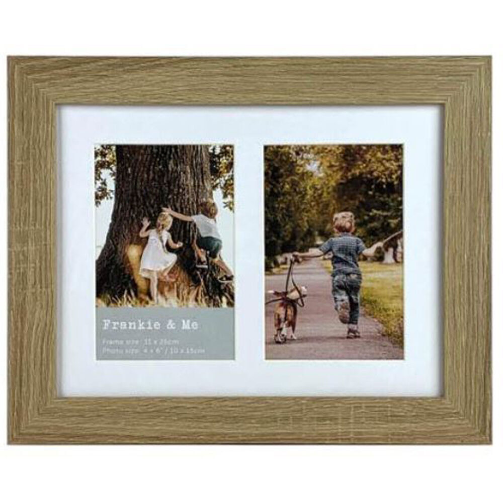 8PK Frankie & Me Wooden Collage 4x6'' Double Picture Frame Home/Office Decor Oak