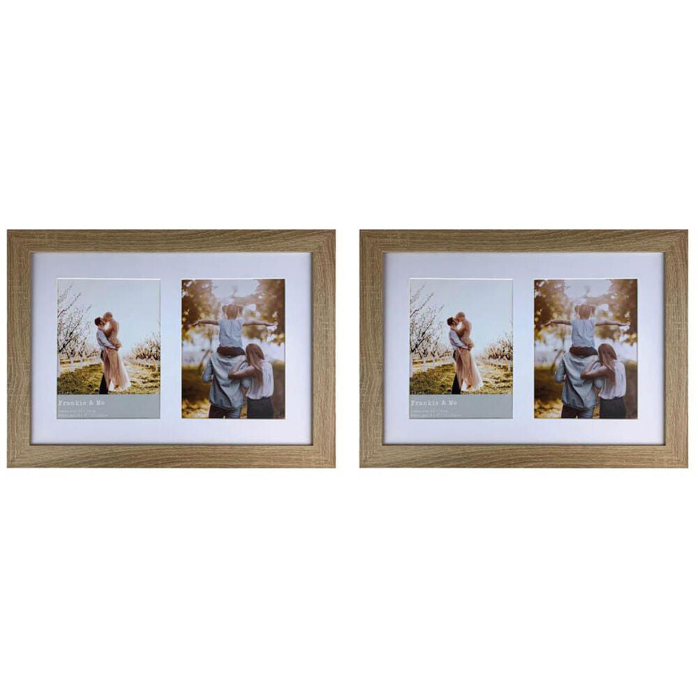 2PK Frankie & Me Wooden Collage 6x8'' Double Picture Frame Home/Office Decor Oak