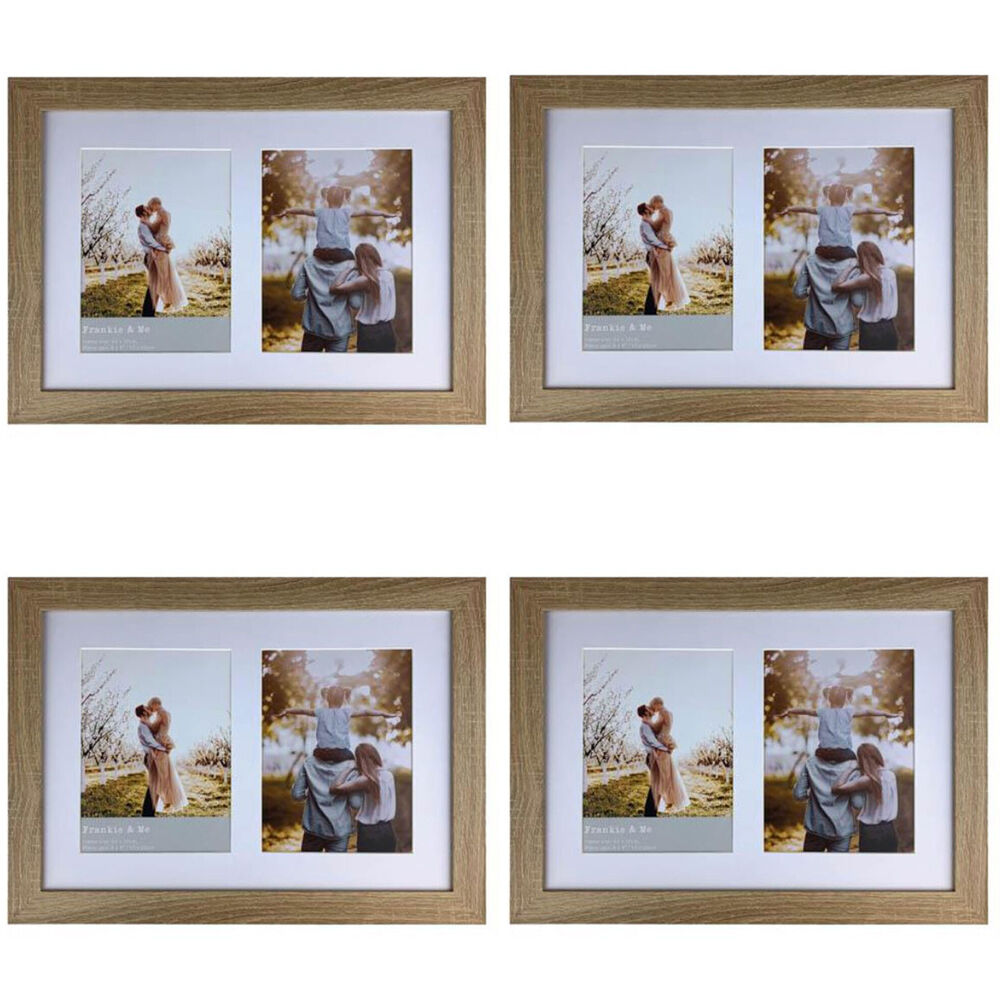 4PK Frankie & Me Wooden Collage 6x8'' Double Picture Frame Home/Office Decor Oak